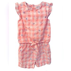 Carter's Baby Girl Pink Gingham Check & Floral 1 piece Romper (24 m)